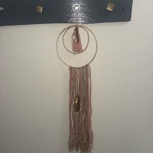 Handcrafted Pink and Gold Boho Wall Hanging